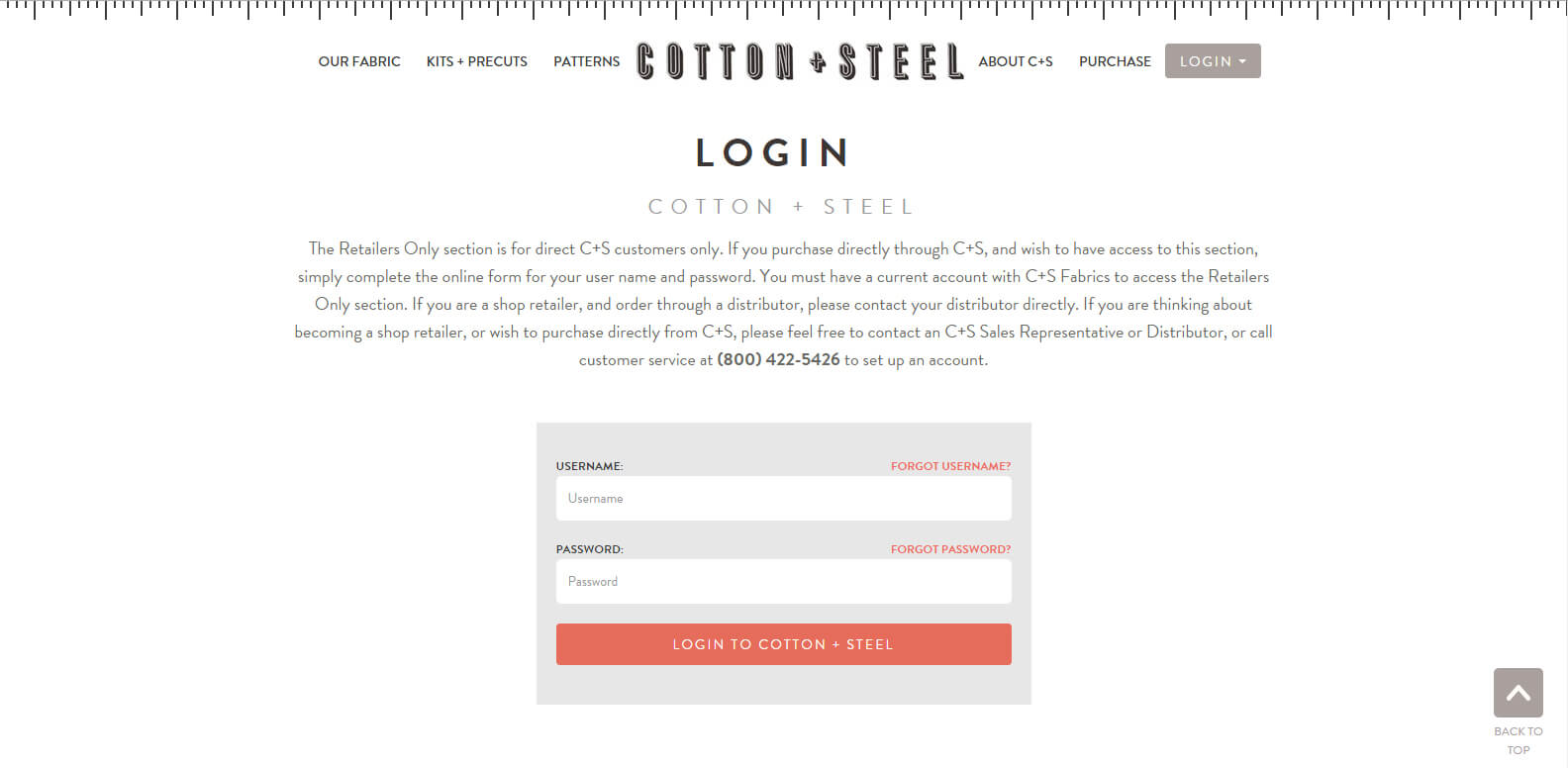 cotton and steel login page