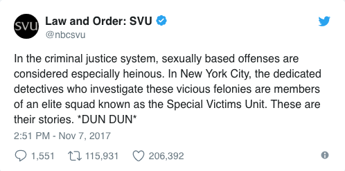 Law & Order SVU Tweet